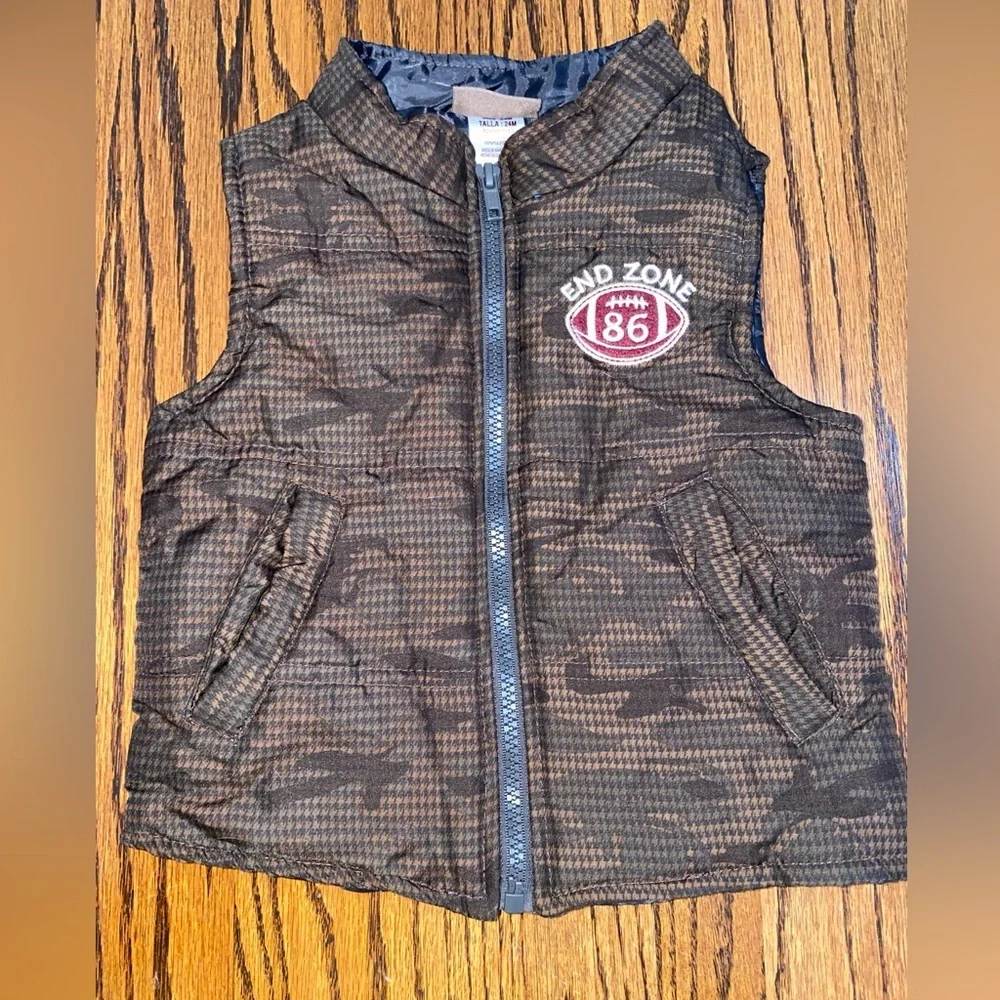 Boyz Wear by Nannette Boys Brown Puffer Vest Jacket With Zipper Size 24m